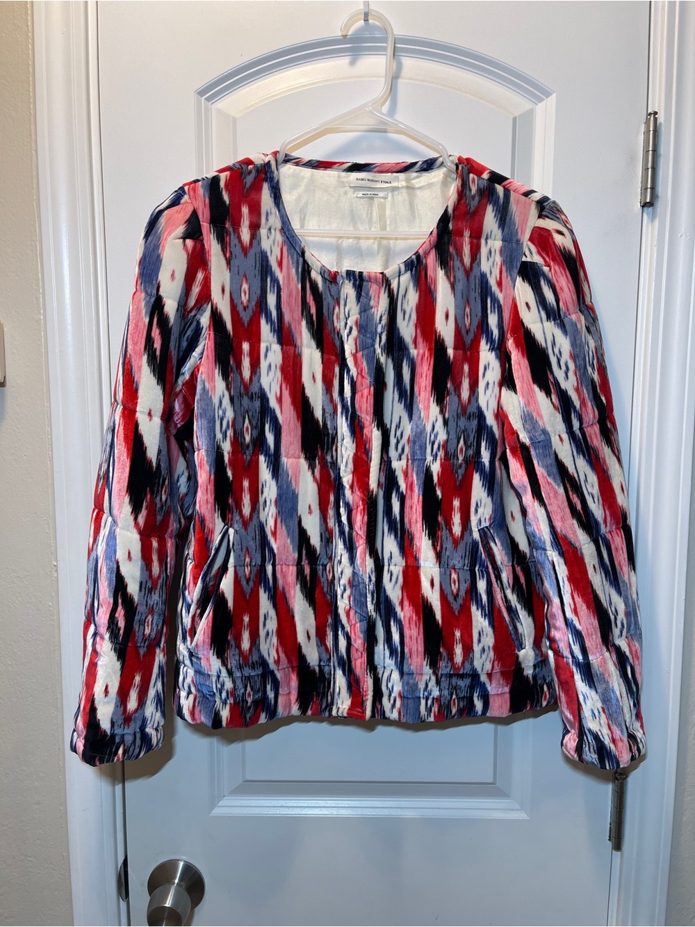 Isabel Marant Ikat-Print Jacket — Red, Blue & Pink